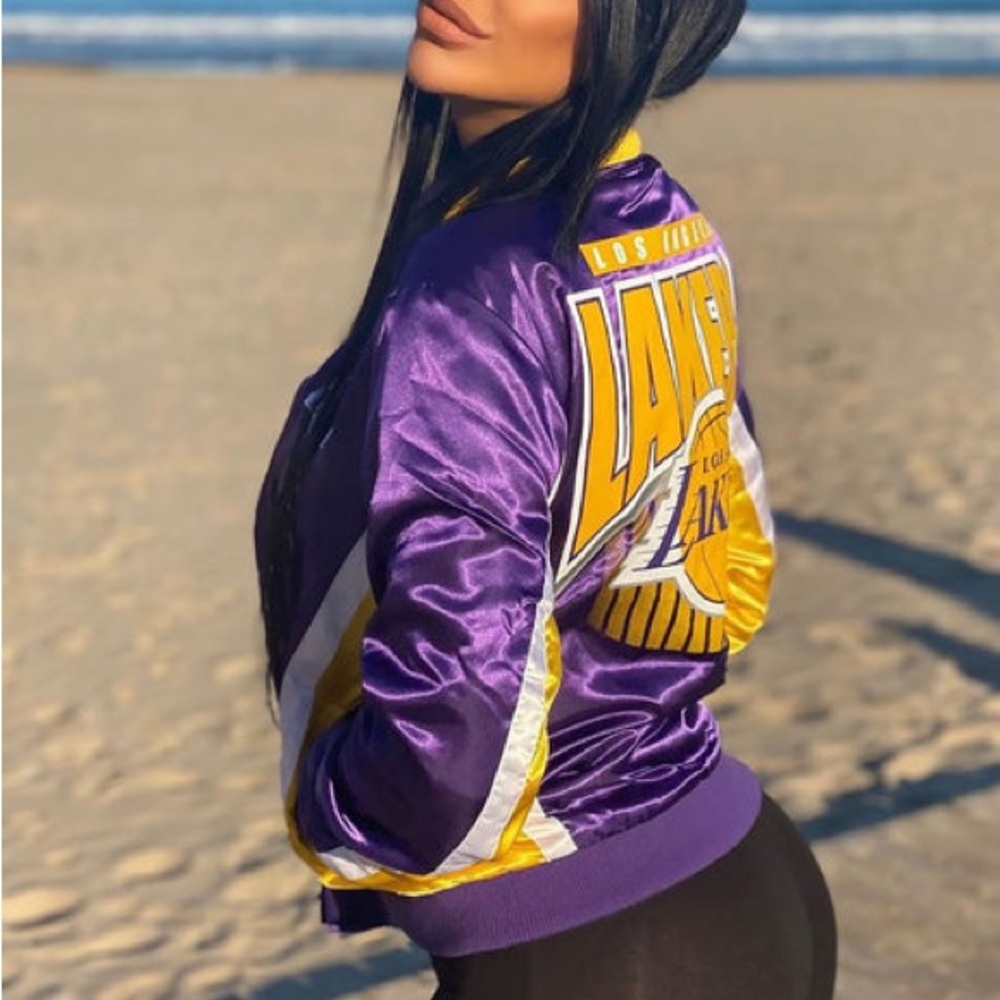 Purple and Gold Lakers Women's Bomber Jacket
